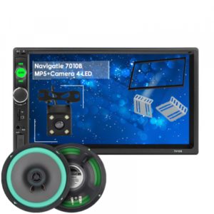 Pachet promotional Player Auto MirrorLink MP5 player auto 7010B & Set difuzoare, Rama, Suporti prindere, Bluetooth, Divix,USB, SD Card - imagine 1