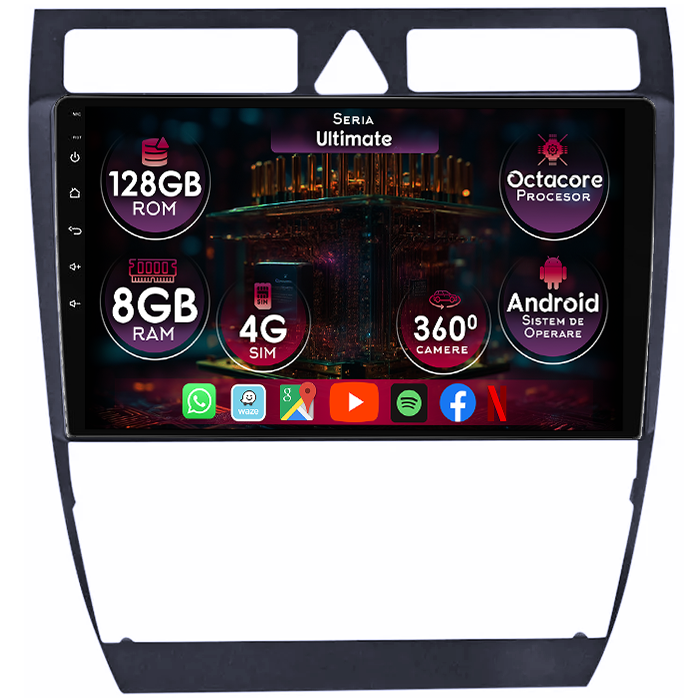Navigatie dedicata Audi A6 1997-2005, 8GB RAM 128GB ROM, Octacore, Platforma TS18, Display 9" QLED, Carplay&Android Auto, Android 14, Ventilator Activ - imagine 1