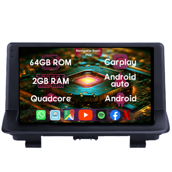 Navigatie dedicata Audi Q3 8U 2010-2018, 2GB RAM 64GB ROM, Quad Core, Display 9" IPS Full HD, Carplay&Android Auto, Android 14, Suport camere AHD