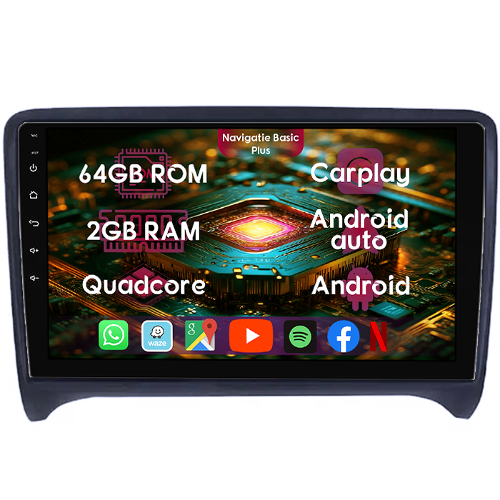 Navigatie dedicata Audi TT 2006-2015, 2GB RAM 64GB ROM, Quad Core, Display 9" IPS Full HD, Carplay&Android Auto, Android 14, Suport camere AHD - imagine 1
