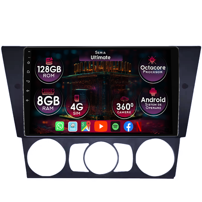 Navigatie dedicata BMW Seria 3 E90/E91/E92/E93 2004-2013, clima manuala, 8GB RAM 128GB ROM, Octacore, Platforma TS18, Display 9" QLED, Carplay&Android Auto, Android 14 - imagine 1