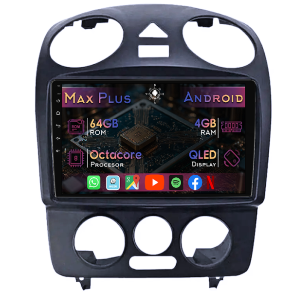 Navigatie dedicata Volkswagen Beetle 1998-2011, 4GB RAM 64GB ROM, Octacore, Display 9" QLED, Carplay&Android Auto, Android 14, Suport camere AHD