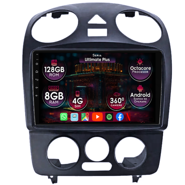 Navigatie dedicata Volkswagen Beetle 1998-2011, 8GB RAM 128GB ROM, Octacore, Platforma 7862, Display 9" QLED, Carplay&Android Auto, Android 14, Ventilator Activ