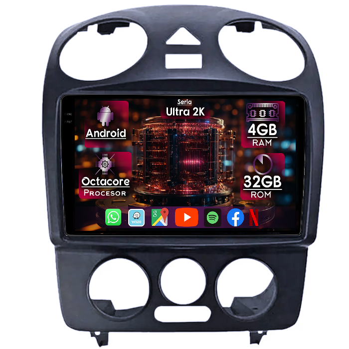 Navigatie dedicata Volkswagen Beetle 1998-2011, 4GB RAM 32GB ROM, Octacore, Display 9" QLED 2K, Carplay&Android Auto, Android 14, Ventilator Activ - imagine 1