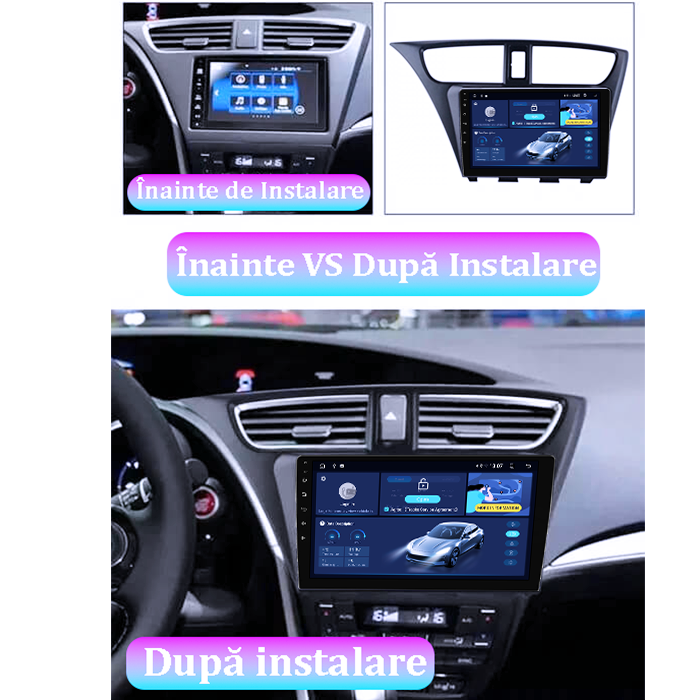 Navigatie dedicata Honda Civic IX Hatchback 2011-2015, 8GB RAM 128GB ROM, Octacore, Platforma TS18, Display 9" QLED, Carplay&Android Auto, Android 14, Ventilator Activ - imagine 2
