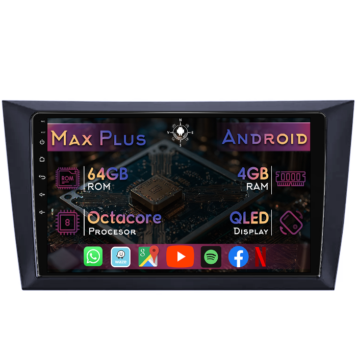 Navigatie dedicata Volkswagen Golf 6 2008-2013, 4GB RAM 64GB ROM, Octacore, Display 9" QLED, Carplay&Android Auto, Android 14, Suport camere AHD - imagine 1