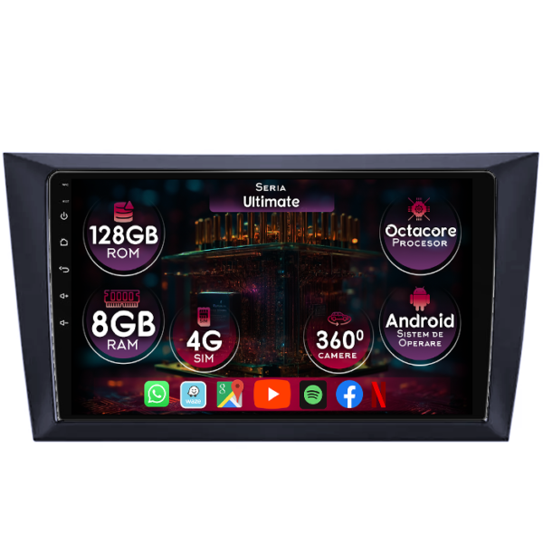 Navigatie dedicata Volkswagen Golf 6 2008-2013, 8GB RAM 128GB ROM, Octacore, Platforma TS18, Display 9" QLED, Carplay&Android Auto, Android 14, Ventilator Activ