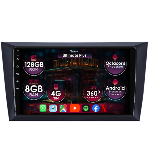 Navigatie dedicata Volkswagen Golf 6 2008-2013, 8GB RAM 128GB ROM, Octacore, Platforma 7862, Display 9" QLED, Carplay&Android Auto, Android 14, Ventilator Activ