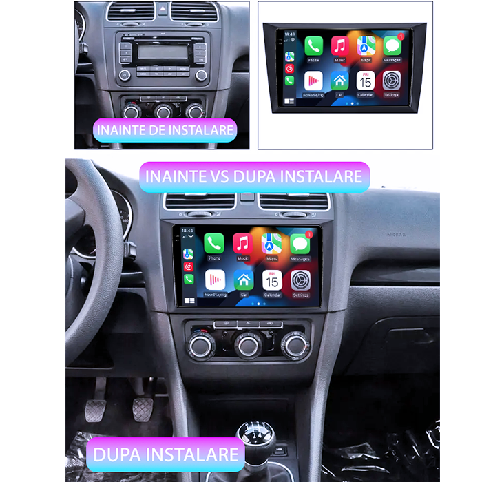 Navigatie dedicata Volkswagen Golf 6 2008-2013, 4GB RAM 32GB ROM, Octacore, Display 9" QLED 2K, Carplay&Android Auto, Android 14, Ventilator Activ - imagine 2
