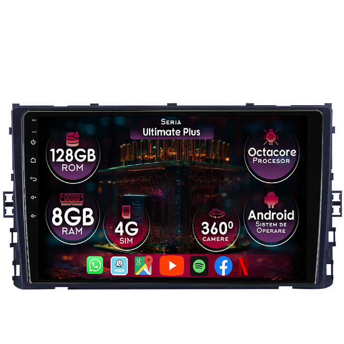 Navigatie dedicata Volkswagen Arteon 2017+, 8GB RAM 128GB ROM, Octacore, Platforma 7862, Display 9" QLED, Carplay&Android Auto, Android 14, Ventilator Activ - imagine 1