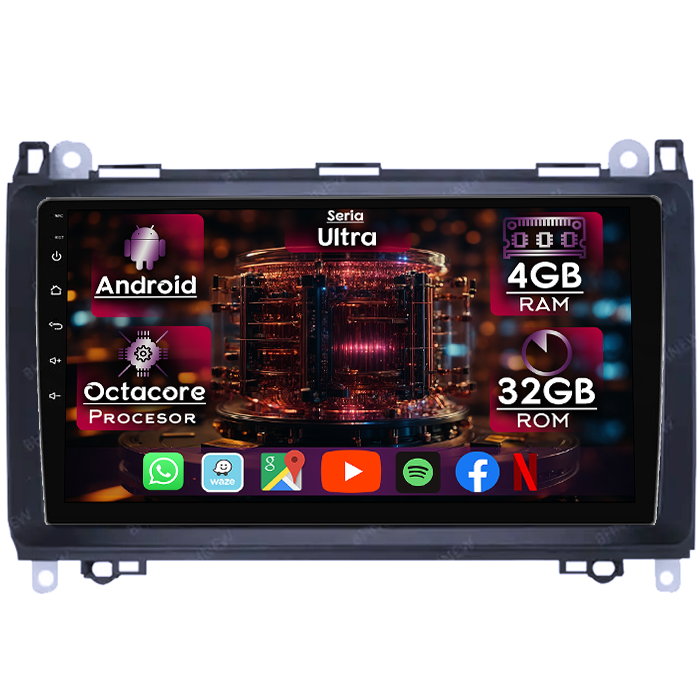 Navigatie dedicata Mercedes Sprinter 2006-2018, 4GB RAM 32GB ROM, Octacore, Display 9" QLED 2K, Carplay&Android Auto, Android 14, Ventilator Activ - imagine 1