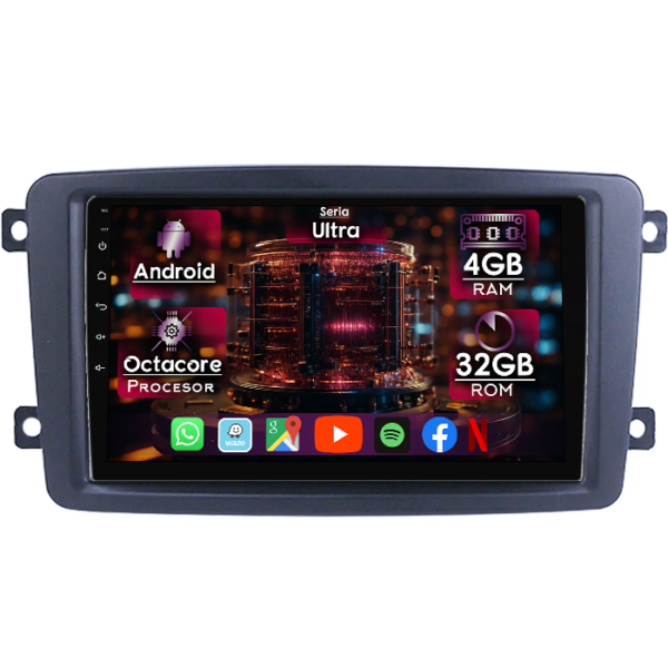 Navigatie dedicata Mercedes C Class W203 2000-2004, 4GB RAM 32GB ROM, Octacore, Display 7" QLED 2K, Carplay&Android Auto, Android 13, Ventilator Activ