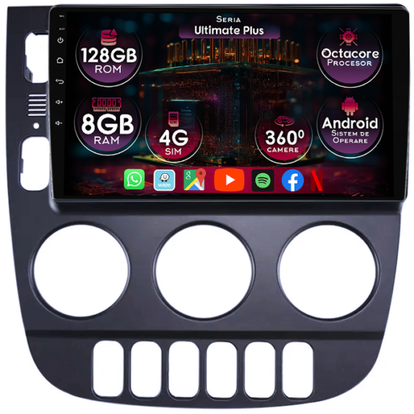Navigatie dedicata Mercedes ML W163 1998-2005, 8GB RAM 128GB ROM, Octacore, Platforma 7862, Display 9" QLED 2K, Carplay&Android Auto, Android 14, Ventilator Activ
