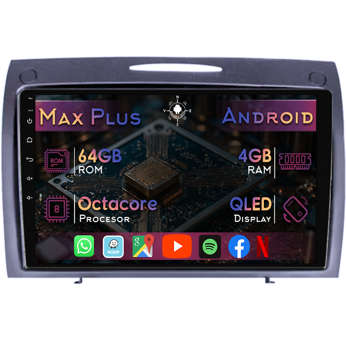 Navigatie dedicata Mercedes SLK R171 2004-2010, 4GB RAM 64GB ROM, Octacore, Display 9" QLED, Carplay&Android Auto, Android 14, Suport camere AHD - imagine 1