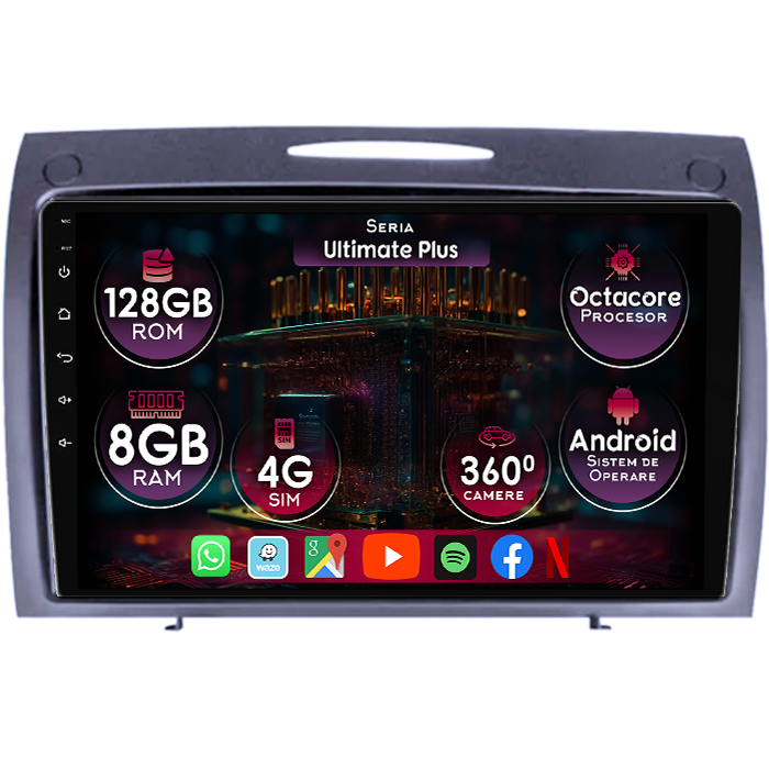 Navigatie dedicata Mercedes SLK R171 2004-2010, 8GB RAM 128GB ROM, Octacore, Platforma 7862, Display 9" QLED 2K, Carplay&Android Auto, Android 14, Ventilator Activ - imagine 1