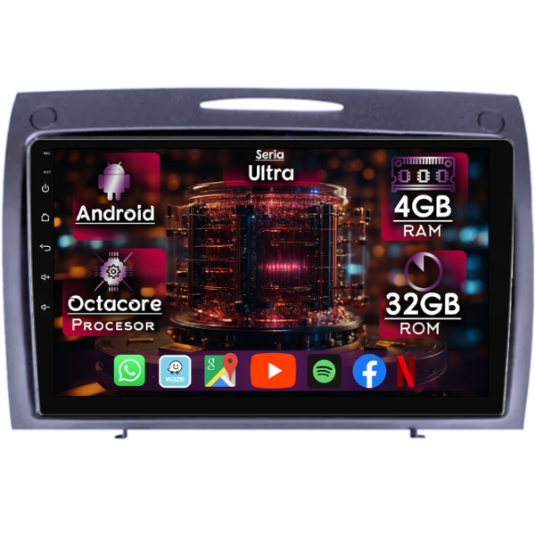 Navigatie dedicata Mercedes SLK R171 2004-2010, 4GB RAM 32GB ROM, Octacore, Display 9" QLED, Carplay&Android Auto, Android 14, Ventilator Activ