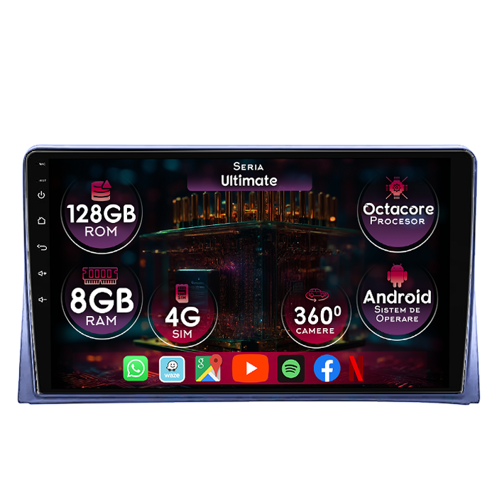 Navigatie dedicata Volkswagen Multivan 2003-2015, 8GB RAM 128GB ROM, Octacore, Platforma TS18, Display 9" QLED, Carplay&Android Auto, Android 14, Ventilator Activ - imagine 1