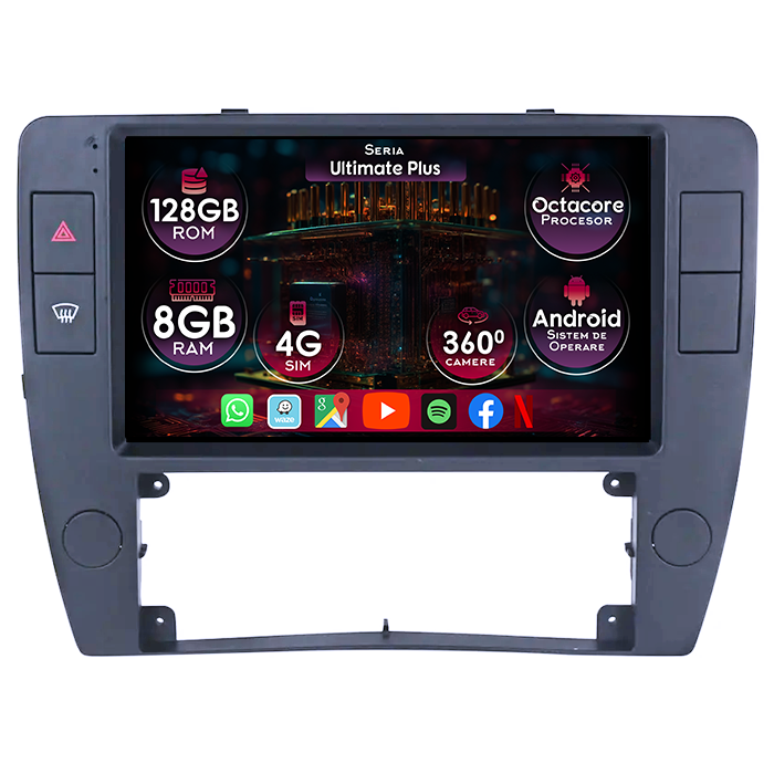Navigatie dedicata Volkswagen Passat B5 2000-2005, 8GB RAM 128GB ROM, Octacore, Platforma 7862, Display 9" QLED 2K, Carplay&Android Auto, Android 14, Ventilator Activ - imagine 1