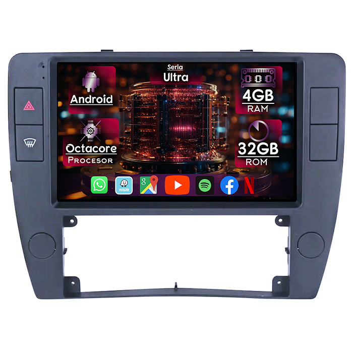 Navigatie dedicata Volkswagen Passat B5 2000-2005, 4GB RAM 32GB ROM, Octacore, Display 9" QLED 2K, Carplay&Android Auto, Android 14, Ventilator Activ - imagine 1