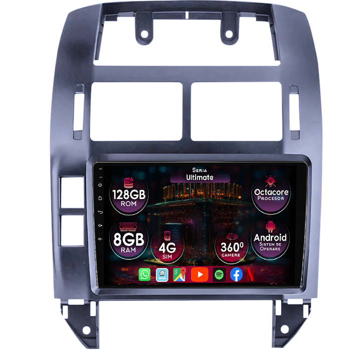 Navigatie dedicata Volkswagen Polo Mk4 2004-2009, 8GB RAM 128GB ROM, Octacore, Platforma TS18, Display 9" QLED, Carplay&Android Auto, Android 14, Ventilator Activ - imagine 1