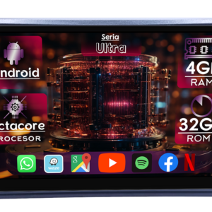 Navigatie Universala cu instalare pe bord, 4GB RAM 32GB ROM, Octacore, Display 9" QLED, Carplay&Android Auto, Android 14, Ventilator Activ - imagine 1