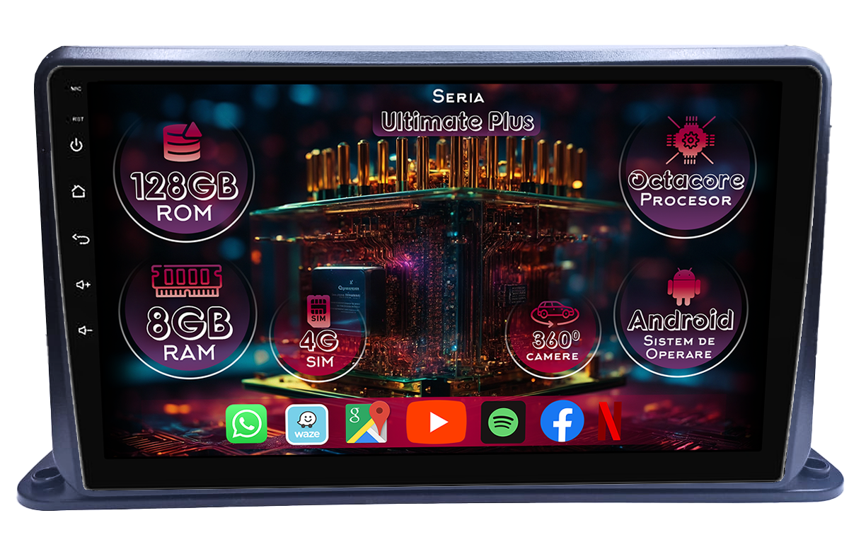Navigatie Universala cu instalare pe bord, 8GB RAM 128GB ROM, Octacore, Platforma 7862, Display 9" QLED 2K, Carplay&Android Auto, Android 14, Ventilator Activ - imagine 1