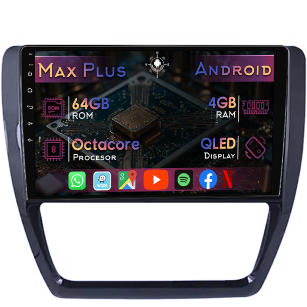 Navigatie dedicata Volkswagen Sagitar 2012-2016, 4GB RAM 64GB ROM, Octacore, Display 10" QLED, Carplay&Android Auto, Android 14, Suport camere AHD