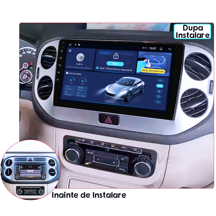 Navigatie dedicata Volkswagen Tiguan 1 2007-2018, Gri, 4GB RAM 64GB ROM, Quad Core, Display 9" QLED 1K, Carplay&Android Auto, Android 14, Suport camere AHD - imagine 5