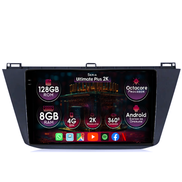 Navigatie dedicata Volkswagen Tiguan 2 2016+, 8GB RAM 128GB ROM, Octacore, Platforma 7862, Display 10" QLED 2K, Carplay&Android Auto, Android 14, Ventilator Activ