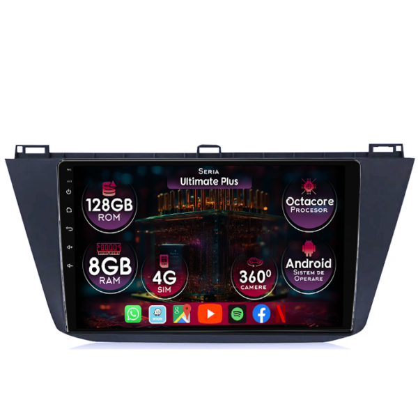 Navigatie dedicata Volkswagen Tiguan 2 2016+, 8GB RAM 128GB ROM, Octacore, Platforma 7862, Display 10" QLED, Carplay&Android Auto, Android 14, Ventilator Activ