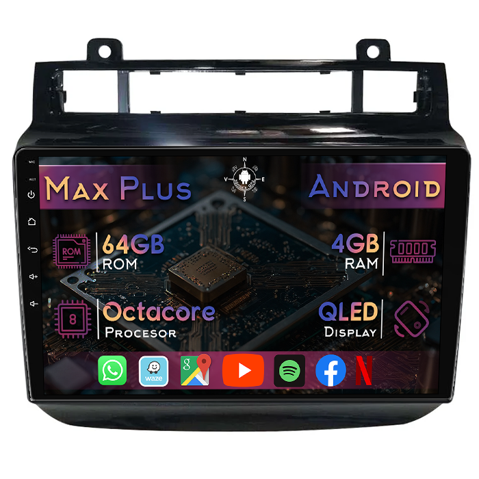 Navigatie dedicata Volkswagen Touareg 2010-2018, 4GB RAM 64GB ROM, Octacore, Display 9" QLED, Carplay&Android Auto, Android 14, Suport camere AHD - imagine 1