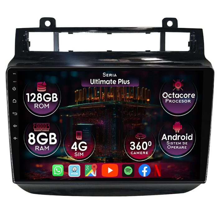Navigatie dedicata Volkswagen Touareg 2010-2018, 8GB RAM 128GB ROM, Octacore, Platforma 7862, Display 9" QLED, Carplay&Android Auto, Android 14, Ventilator Activ - imagine 1