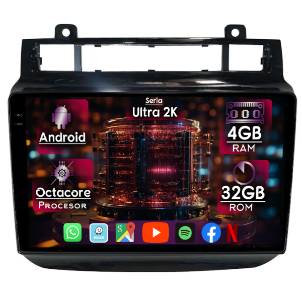 Navigatie dedicata Volkswagen Touareg 2010-2018, 4GB RAM 32GB ROM, Octacore, Display 9" QLED 2K, Carplay&Android Auto, Android 14, Ventilator Activ