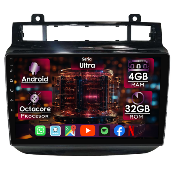 Navigatie dedicata Volkswagen Touareg 2010-2018, 4GB RAM 32GB ROM, Octacore, Display 9" QLED, Carplay&Android Auto, Android 14, Ventilator Activ