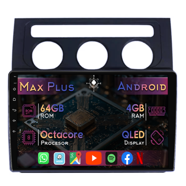 Navigatie dedicata Touran 2003-2015, clima automata, 4GB RAM 64GB ROM, Octacore, Display 9" QLED, Carplay&Android Auto, Android 14