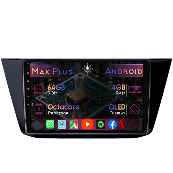 Navigatie dedicata Volkswagen Touran 2015+, 4GB RAM 64GB ROM, Octacore, Display 10" QLED, Carplay&Android Auto, Android 14, Suport camere AHD