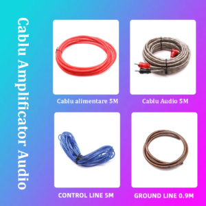 Kit cablu alimentare amplificator auto K-383 8GA subwoofer, 5M lungime, RCA - imagine 4