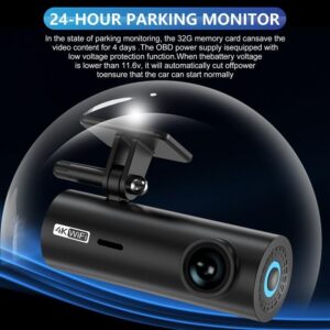 Camera DVR 4K Ultra HD WiFi pentru sisteme android, inregistrare in timpul mersului, Night Vision pentru masina, 24h pentru parcare - imagine 2