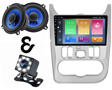 Pachet Promotional! Navigatie GPS Dacia Logan 2009-2016, 2GB RAM 32GB ROM, 9 INCH & Set difuzoare componente de 6.5 inch