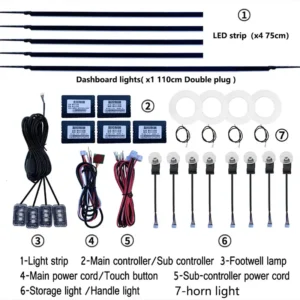 Lumini ambientale interioare Symphony 22 in 1, LED, ABS + RGB, Universale, 12V, 4x Iluminare boxe incluse - imagine 3