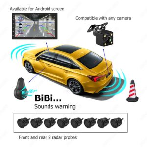 Set 8 senzori de parcare compatibili cu orice camera de rezerva & ecran Android negru/alb/argintiu, unghi de vizualizare de 170 de grade - imagine 2