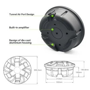 Subwoofer SW-2010T, 2 canale, 12V, frecventa de 10HZ-30KHZ, 90db - imagine 5