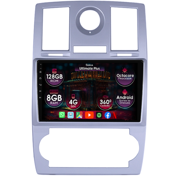 Navigatie dedicata Chrysler 300C 2004-2011, 8GB RAM 128GB ROM, Octacore, Platforma 7862, Display 9" QLED, Carplay&Android Auto, Android 14, Ventilator Activ