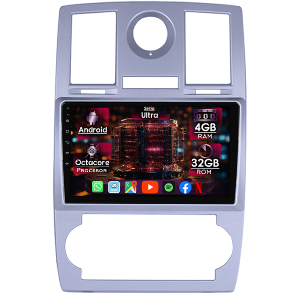 Navigatie dedicata Chrysler 300C 2004-2011, 4GB RAM 32GB ROM, Octacore, Display 9" QLED, Carplay&Android Auto, Android 14, Ventilator Activ