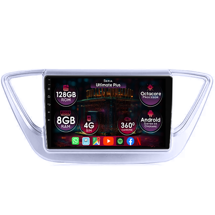 Navigatie dedicata Hyundai Accent 2017-2018, 8GB RAM 128GB ROM, Octacore, Platforma 7862, Display 9" QLED 2K, Carplay&Android Auto, Android 14, Ventilator Activ - imagine 1