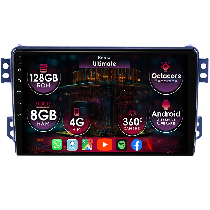 Navigatie dedicata Opel Agila 2007-2014, 8GB RAM 128GB ROM, Octacore, Platforma TS18, Display 9" QLED, Carplay&Android Auto, Android 14, Ventilator Activ - imagine 1