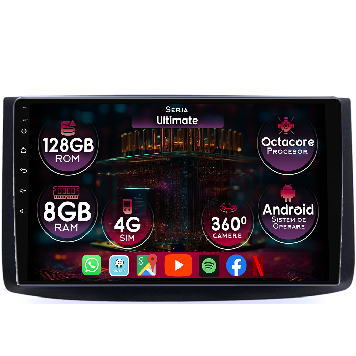 Navigatie dedicata Chevrolet Aveo 2006-2012, 8GB RAM 128GB ROM, Octacore, Platforma TS18, Display 9" QLED, Carplay&Android Auto, Android 14, Ventilator Activ - imagine 1