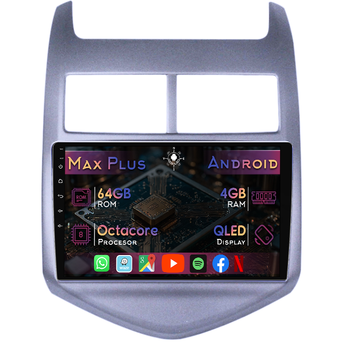 Navigatie dedicata Chevrolet Aveo 2011-2015, 4GB RAM 64GB ROM, Octacore, Display 9" QLED, Carplay&Android Auto, Android 14, Suport camere AHD - imagine 1