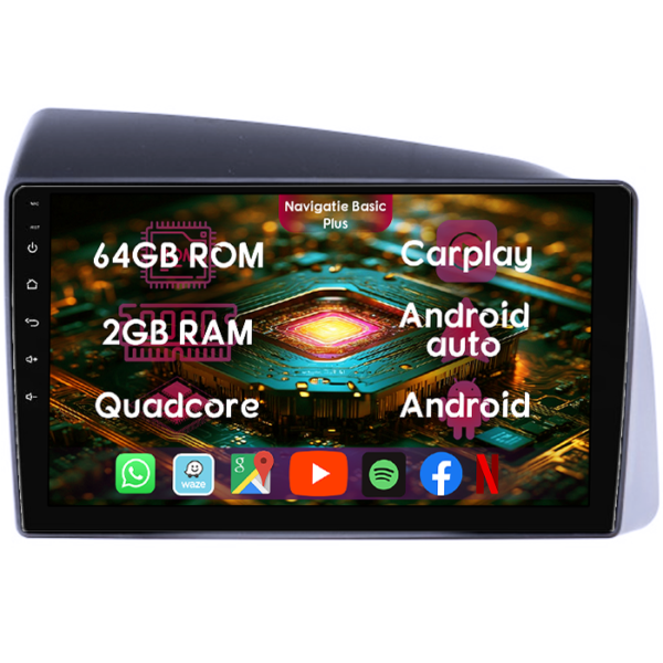 Navigatie dedicata Iveco Bronte 2014-2016, 2GB RAM 64GB ROM, Quad Core, Display 9" IPS Full HD, Carplay&Android Auto, Android 14, Suport camere AHD