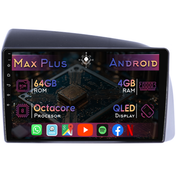 Navigatie dedicata Iveco Bronte 2014-2016, 4GB RAM 64GB ROM, Octacore, Display 9" QLED, Carplay&Android Auto, Android 14, Suport camere AHD